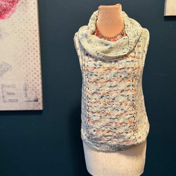 Anthropologie Pilcro Cowl Neck Multicolor Sweater Vest Size L - Picture 1 of 11